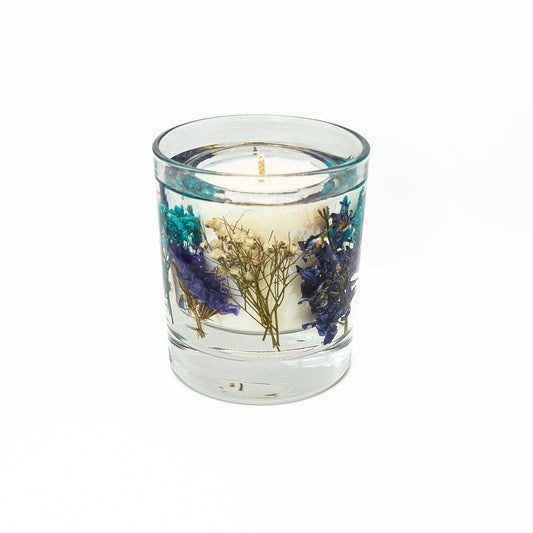 Botanical Soy Wax Candle Jar – Blue & Teal Blooms