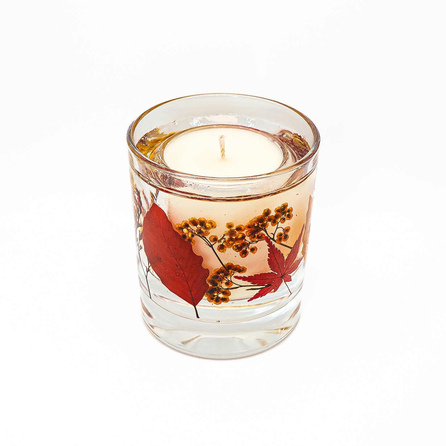 Botanical Soy Wax Candle Jar – Autumn Leaves & Wildflowers