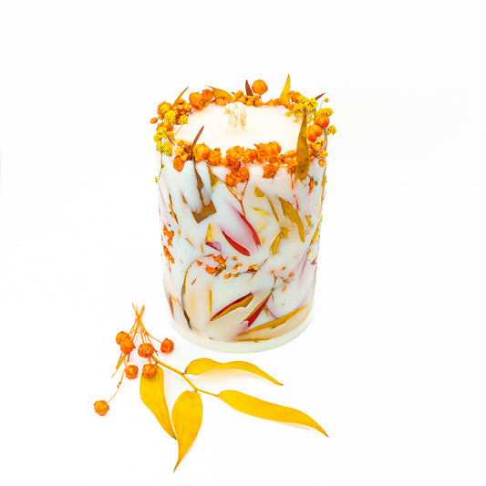 Botanical Soy Wax Candle – Autumn Leaves & Blossoms