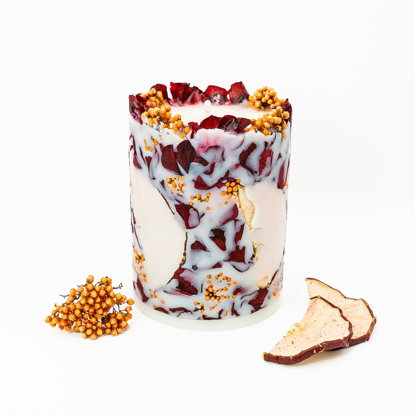 Botanical Soy Wax Candle – Red Apple & Hydrangea Autumn Glow