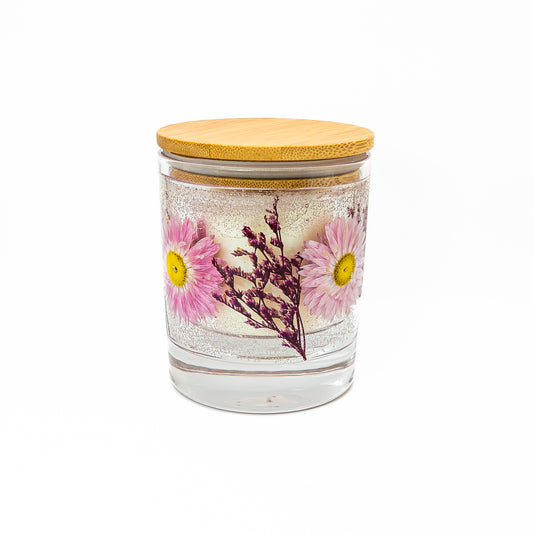 Botanical Soy Wax Candle Jar – Pink Acrolinium Blossom