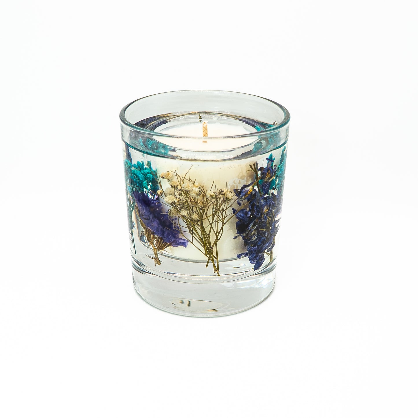 Botanical Soy Wax Candle Jar – Blue & Teal Blooms