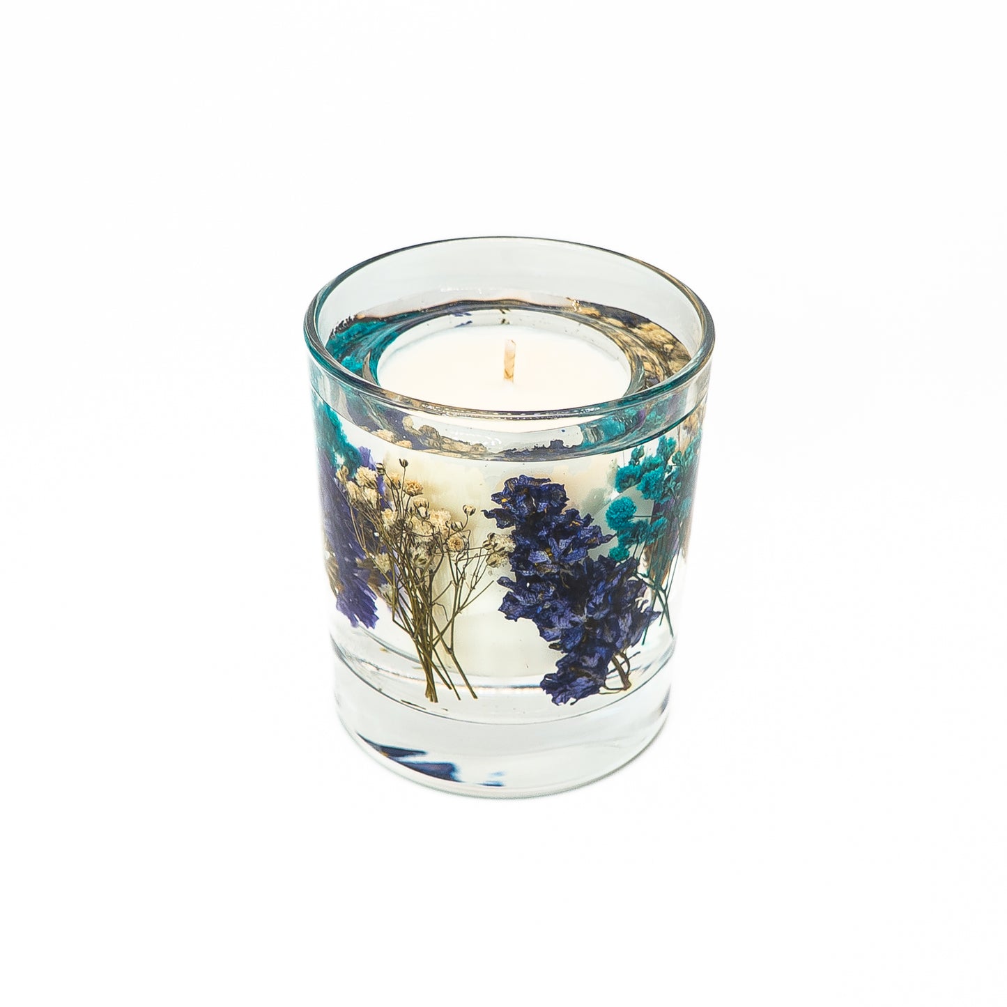 Botanical Soy Wax Candle Jar – Blue & Teal Blooms