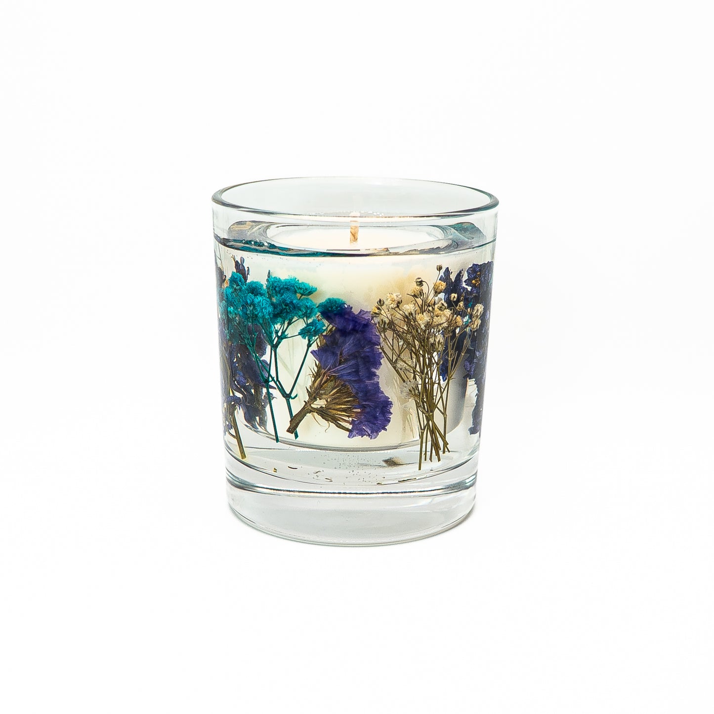Botanical Soy Wax Candle Jar – Blue & Teal Blooms