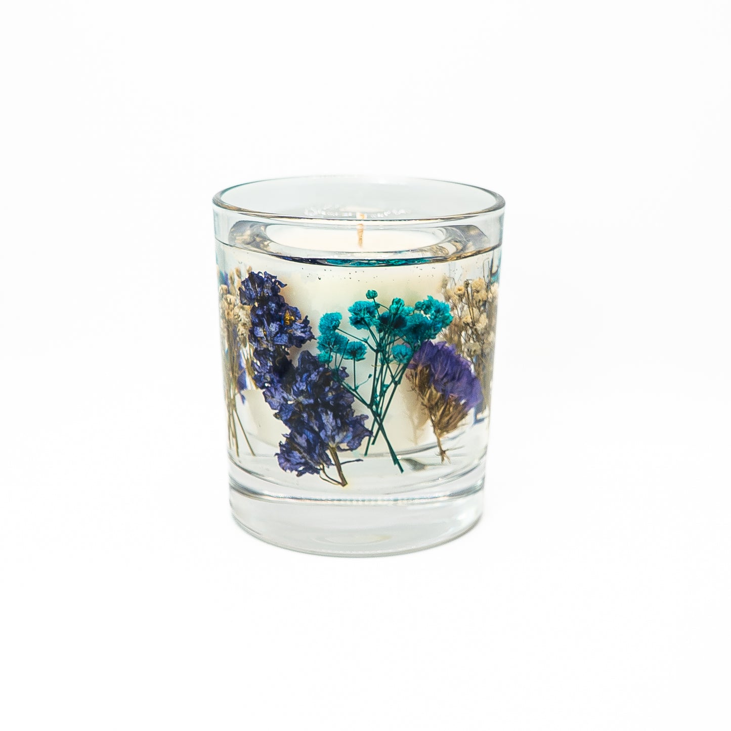 Botanical Soy Wax Candle Jar – Blue & Teal Blooms