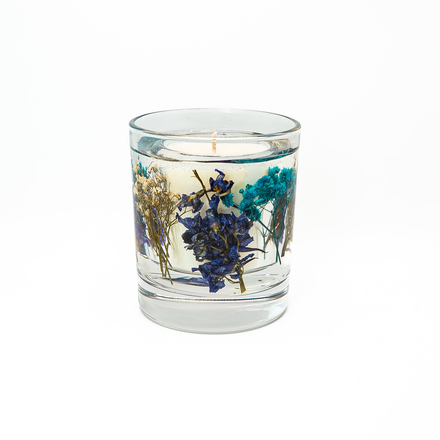 Botanical Soy Wax Candle Jar – Blue & Teal Blooms