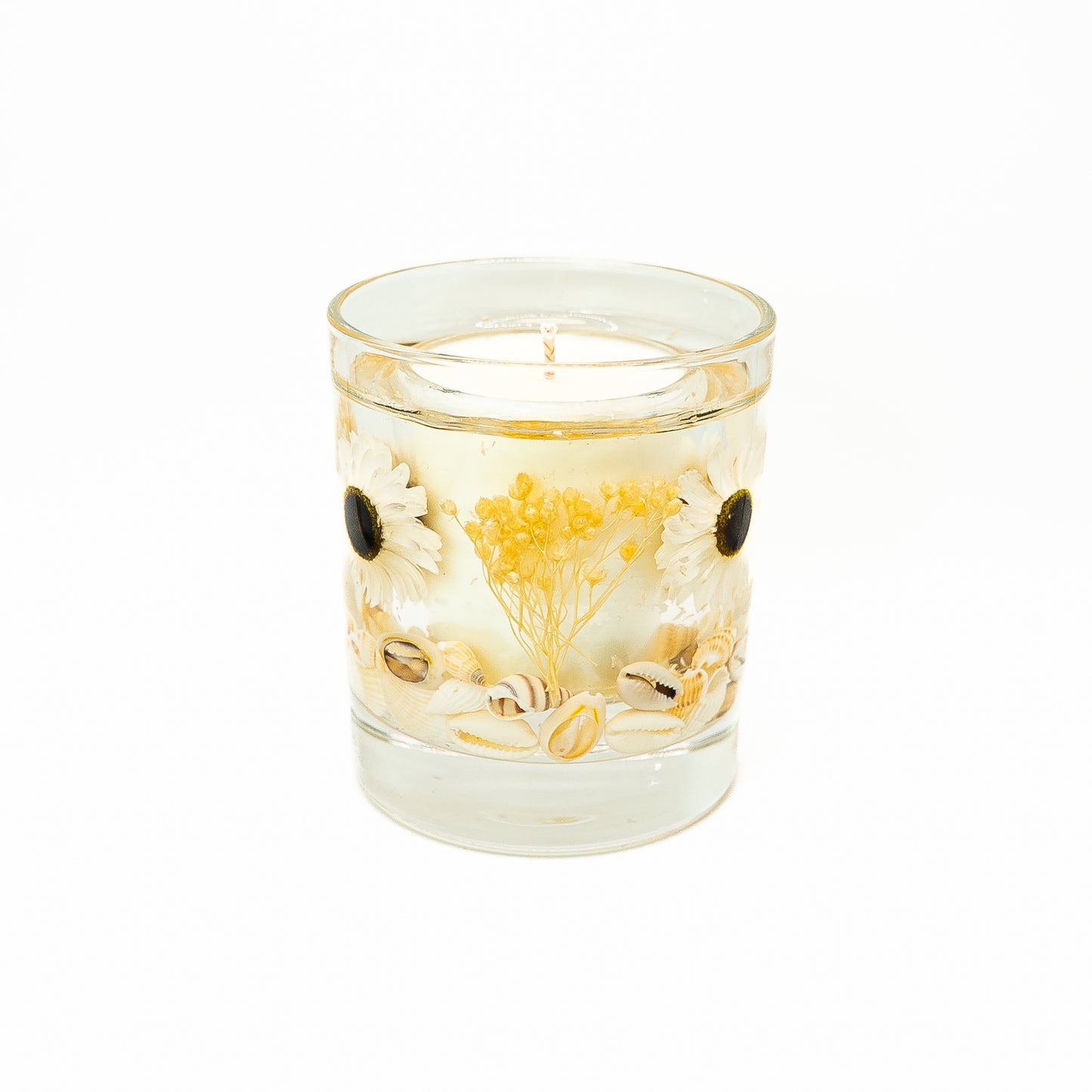 Botanical Soy Wax Candle Jar – Acrolinium Blossom & Seashells