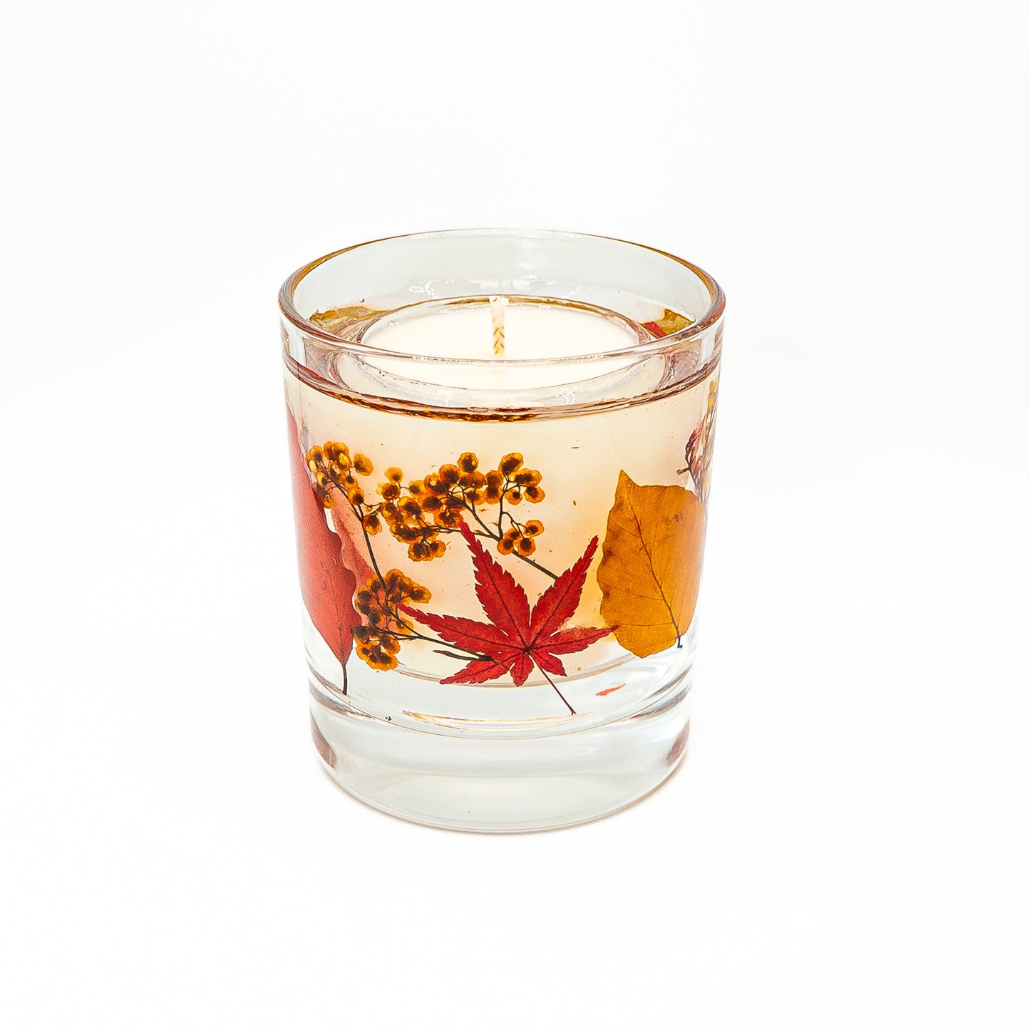 Botanical Soy Wax Candle Jar – Autumn Leaves & Wildflowers