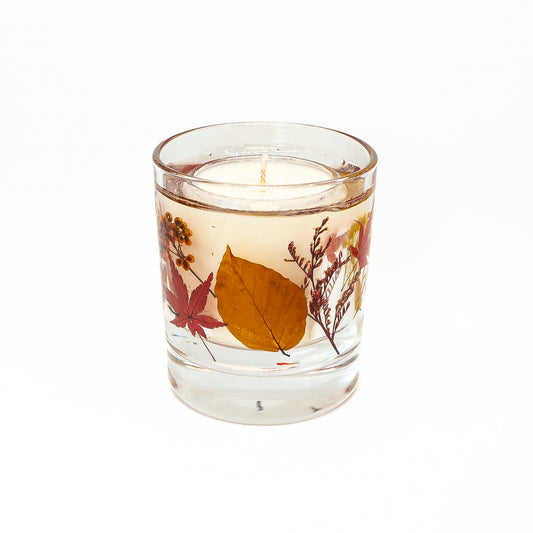 Botanical Soy Wax Candle Jar – Autumn Leaves & Wildflowers