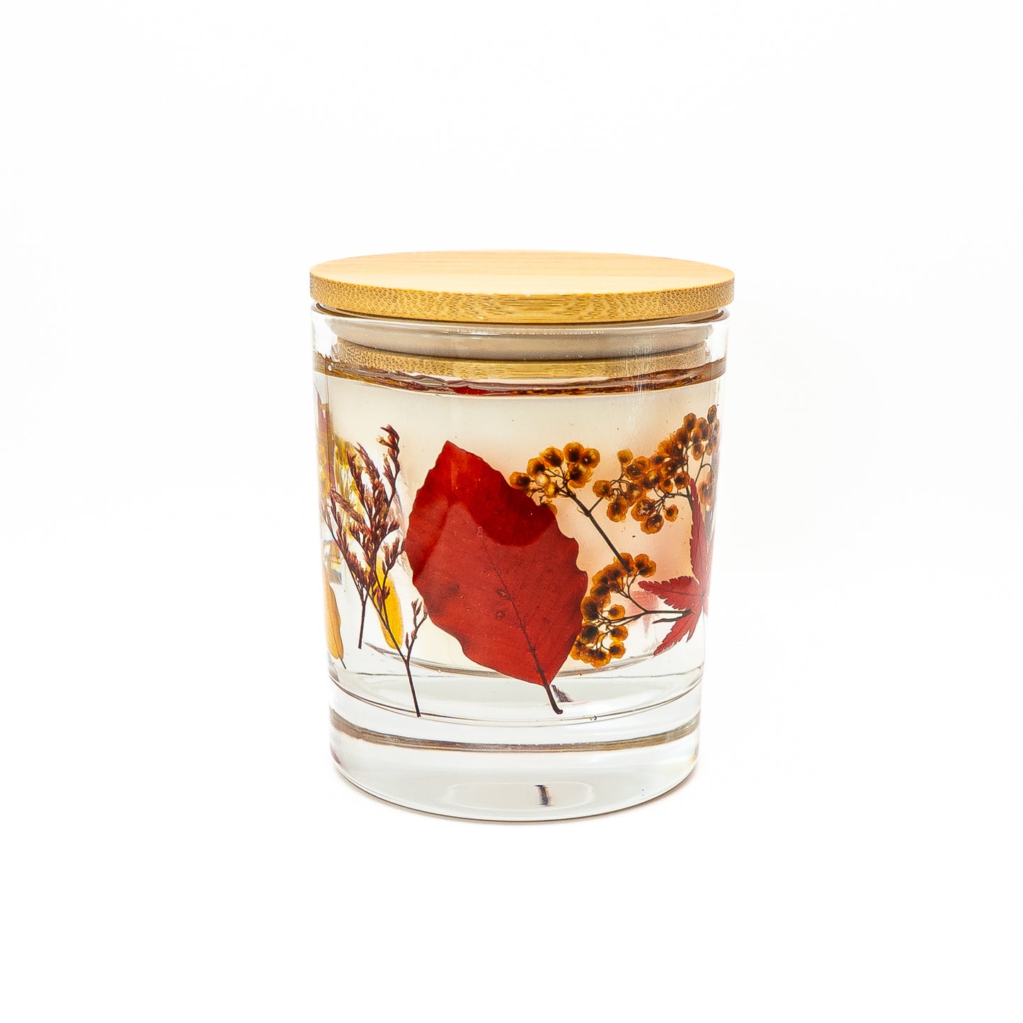Botanical Soy Wax Candle Jar – Autumn Leaves & Wildflowers