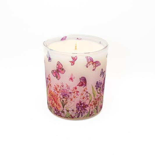 Decorative Soy Wax Candle Jar – Butterfly Meadow Design