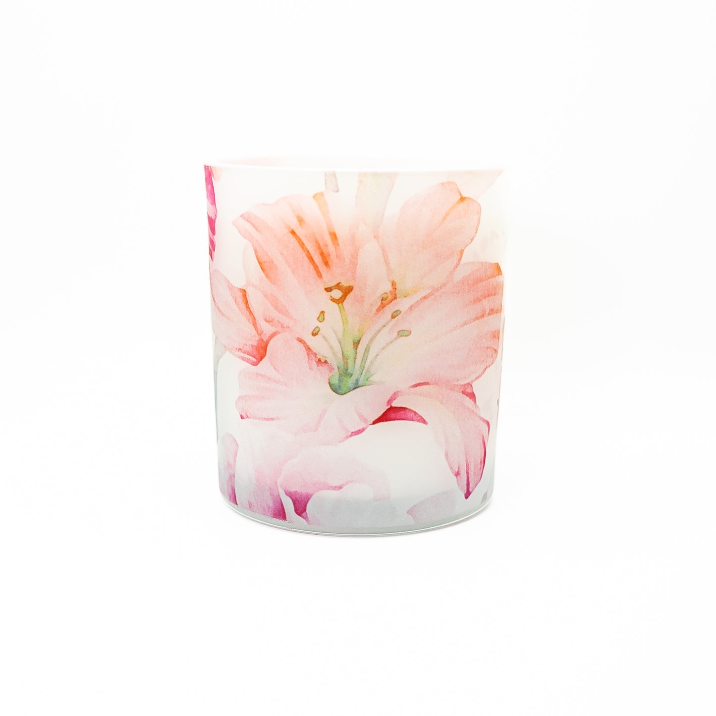 Decorative Soy Wax Candle Jar – Pink Floral Design