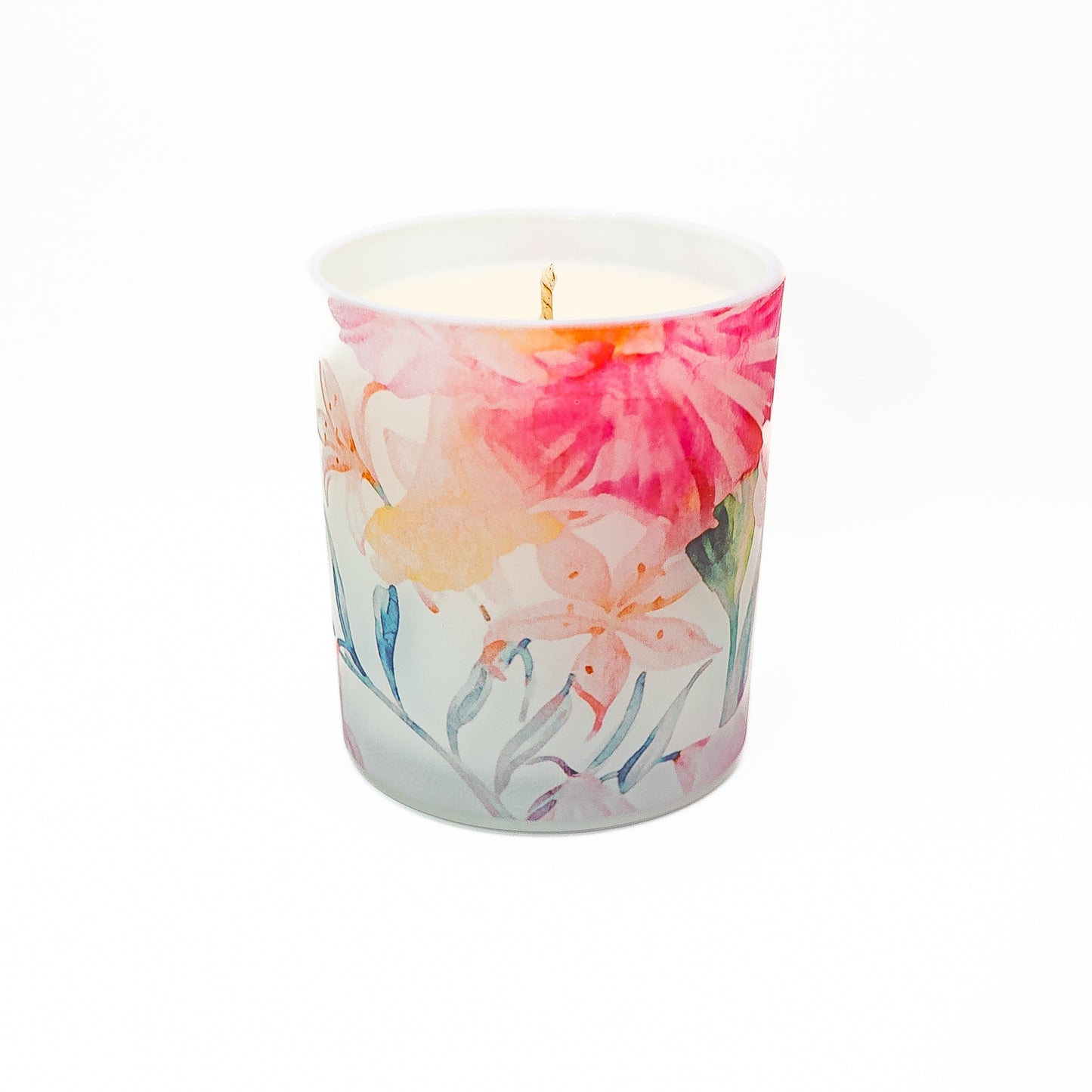 Decorative Soy Wax Candle Jar – Pink Floral Design