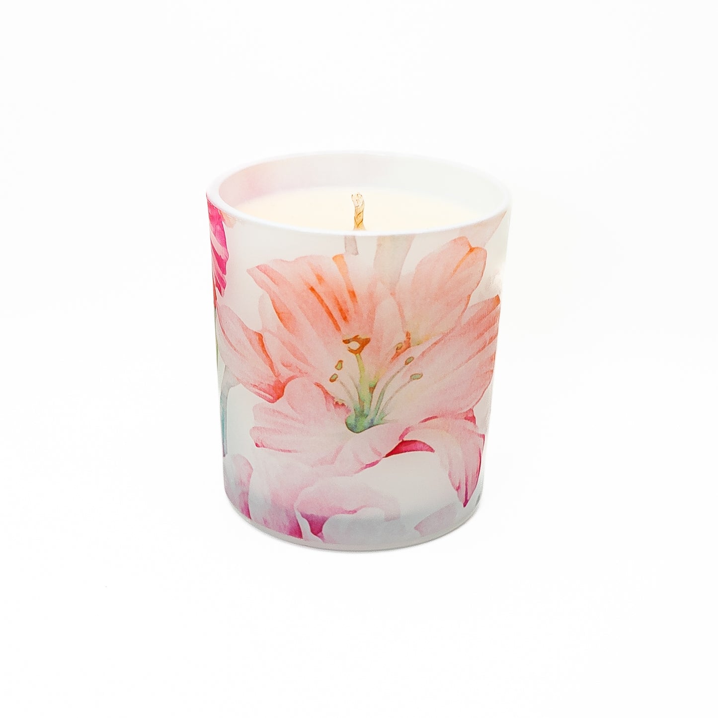 Decorative Soy Wax Candle Jar – Pink Floral Design