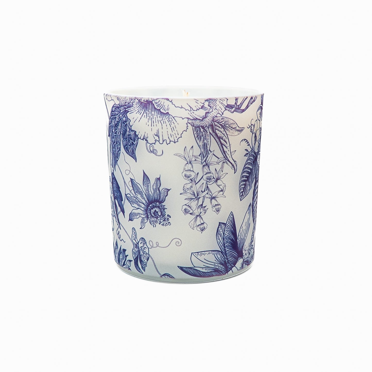 Decorative Soy Wax Candle Jar - Blue Botanical Design