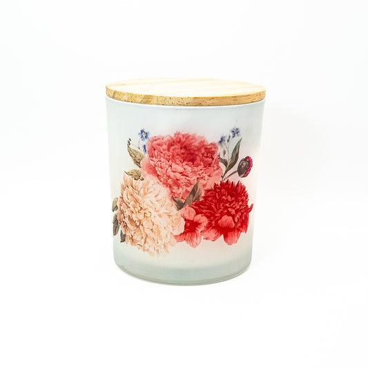 Decorative Soy Wax Candle Jar – Peony Bloom Design