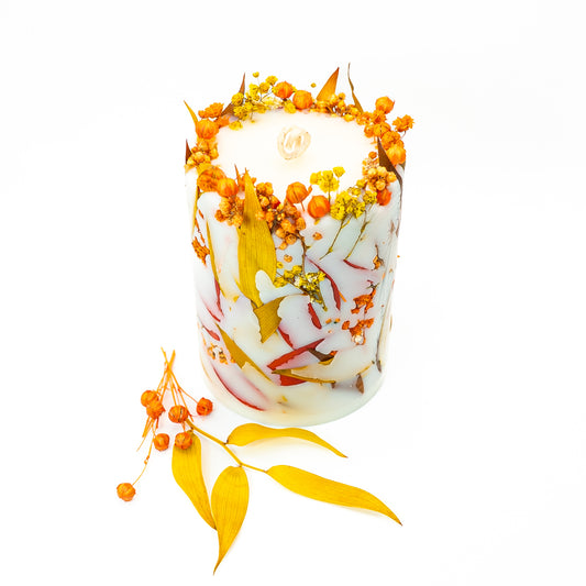 Botanical Soy Wax Candle – Autumn Leaves & Blossoms