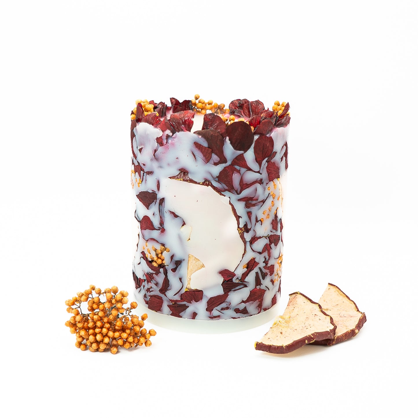 Botanical Soy Wax Candle – Red Apple & Hydrangea Autumn Glow