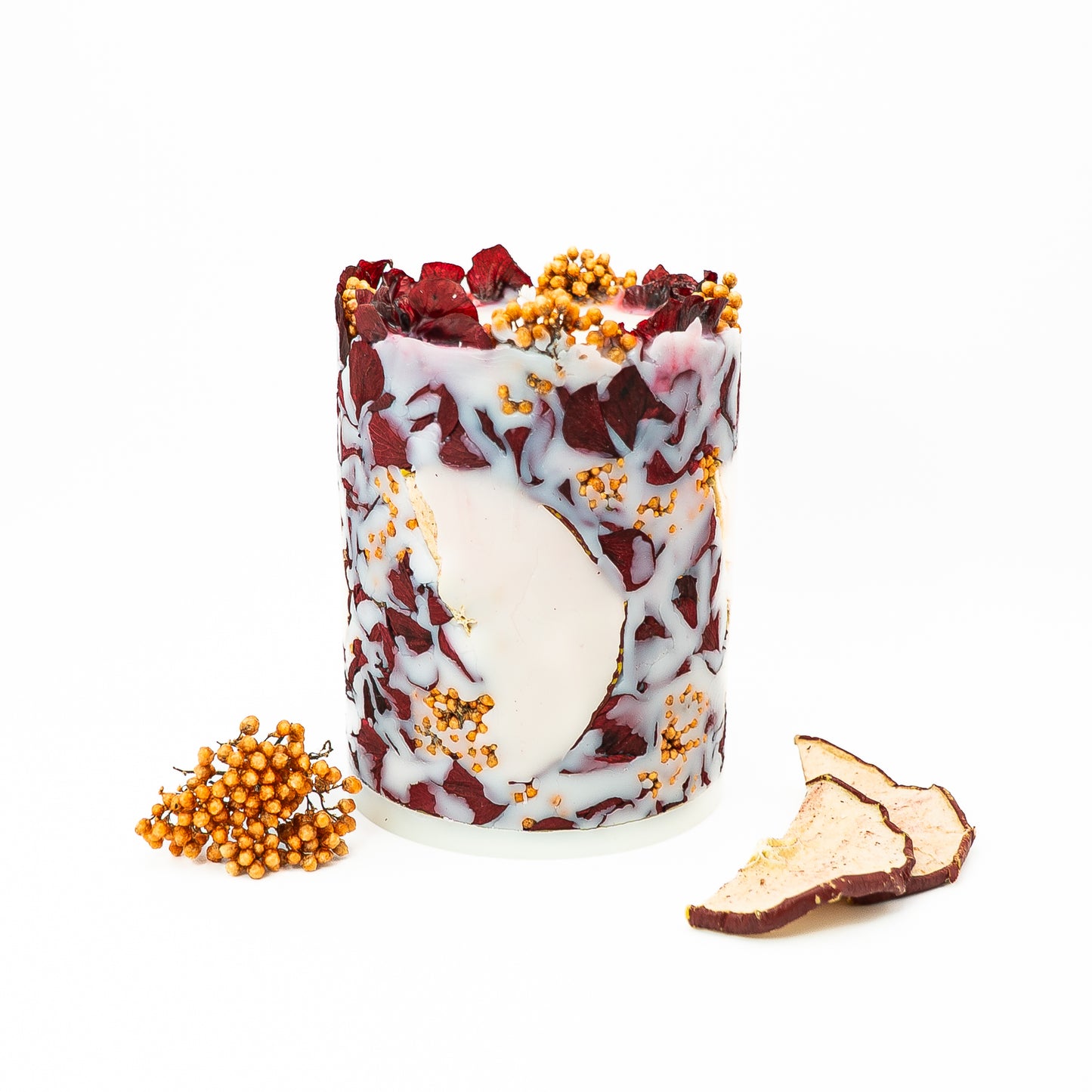 Botanical Soy Wax Candle – Red Apple & Hydrangea Autumn Glow