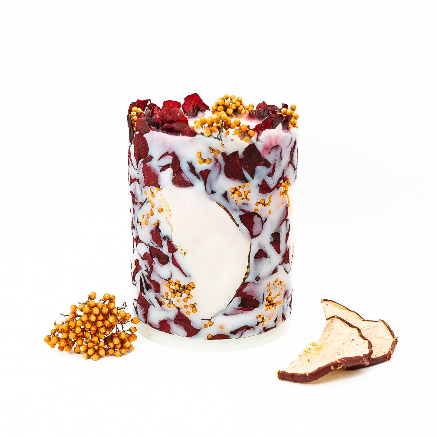 Botanical Soy Wax Candle – Red Apple & Hydrangea Autumn Glow