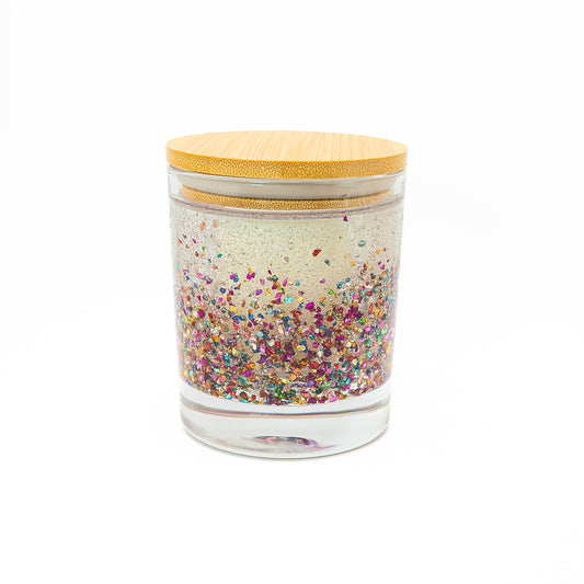 Sparkle Glow Candle Jar – Multicolour Glitter Design