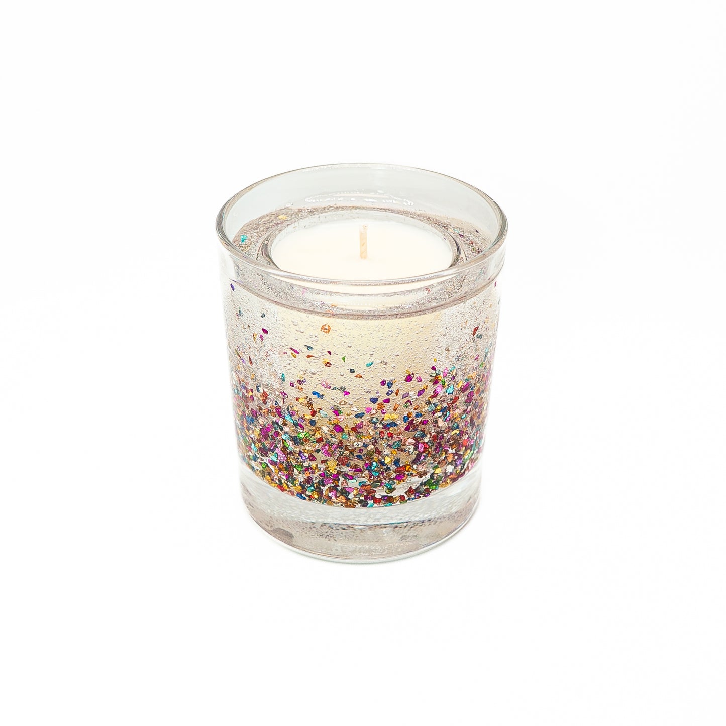 Sparkle Glow Candle Jar – Multicolour Glitter Design