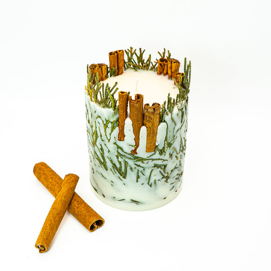 Botanical Soy Wax Candle – Winter Cinnamon & Evergreen Blend