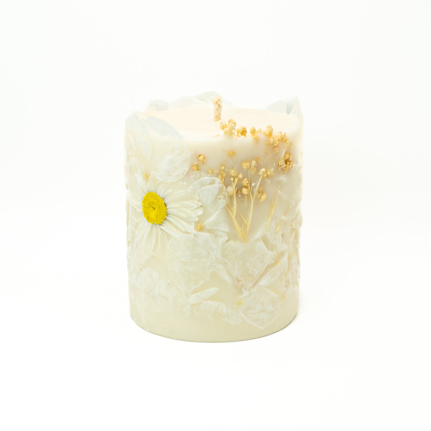 Botanical Soy Wax Pillar Candle – White Floral